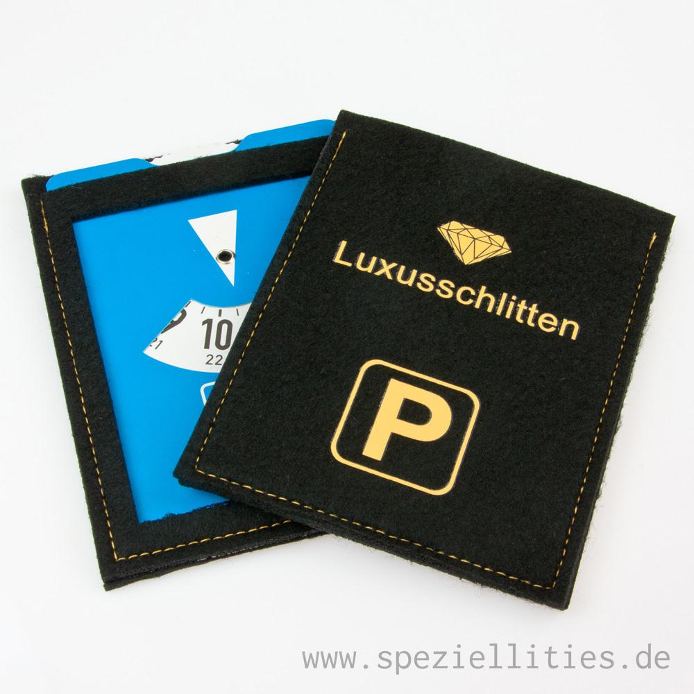Parkscheibe / Parkkarte blaue Zone - Luxusschlitten - schwarz / sil