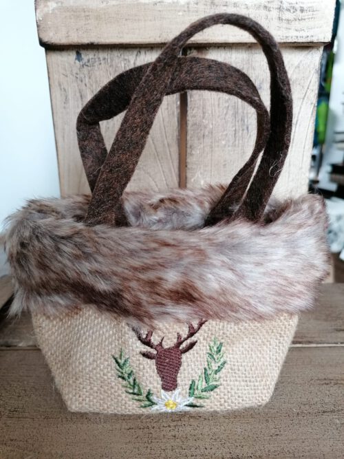 Edle Jute-Geschenktäschchen "Hirsch" - Image 3