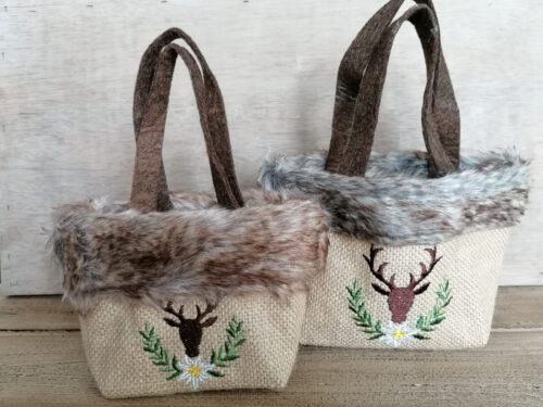 Edle Jute-Geschenktäschchen "Hirsch"